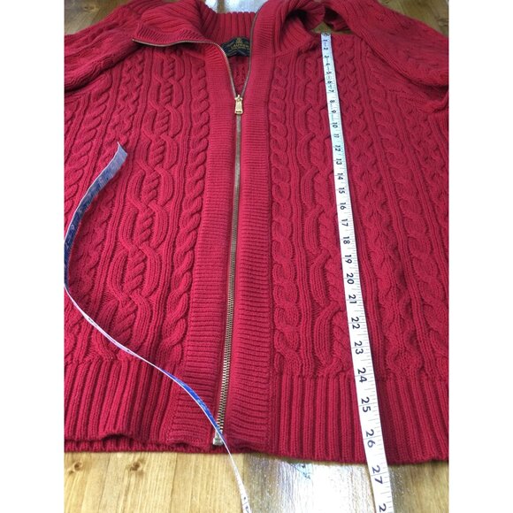 Ralph Lauren Red Cable Knit Sweater Full Zip Cardigan Womens 2X Old Money Preppy - Picture 8 of 10